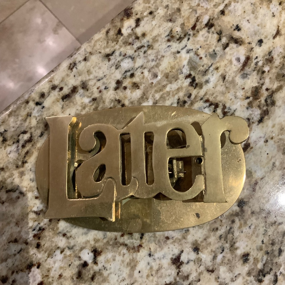 Vintage Mid Century Brass Later Paperweight Desk Organizer Clip Letter Holder - Picture 12 of 15